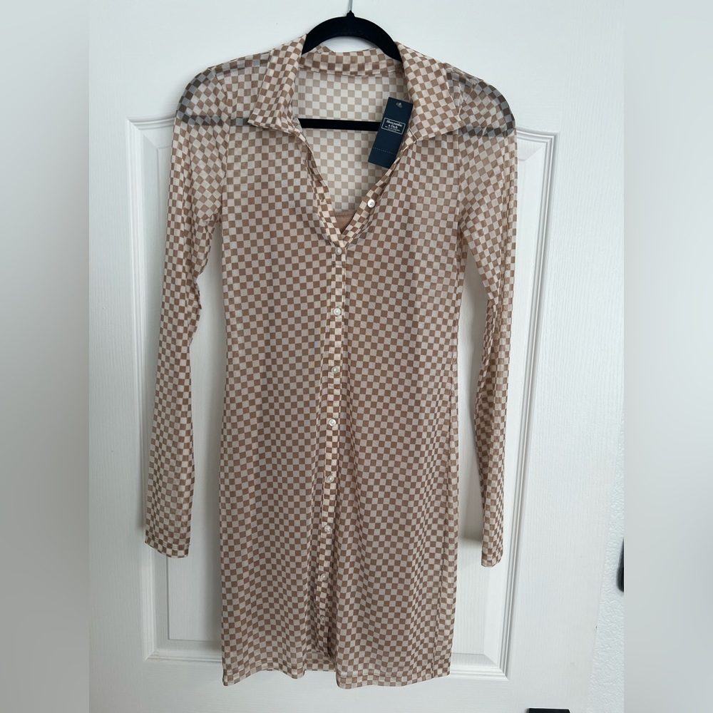 Abercrombie Long-Sleeve Mesh Shirt Dress